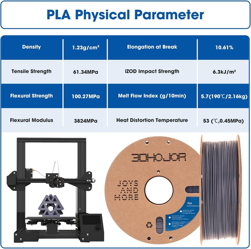 3DHoJor PLA Filament 1.75mm,3D Printing Filament,1kg*2 Cardboard Spool, Fit Most FDM 3D Printer,Dimensional Accuracy +/- 0.03 mm,Vacuum Packaging-2Pack Grey - Image 4